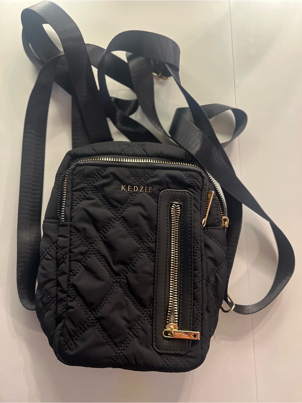 Kedzie Black Quilted Crossbody Backpack